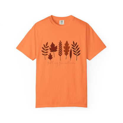 Falling for Autumn Shirt Cozy Fall Leaves Graphic Tee for Seasonal Outfits Unisex Garment Dyed T shirt