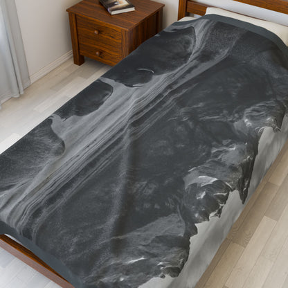 Bison Herd Mountain Landscape Blanket | Velveteen Plush Blanket