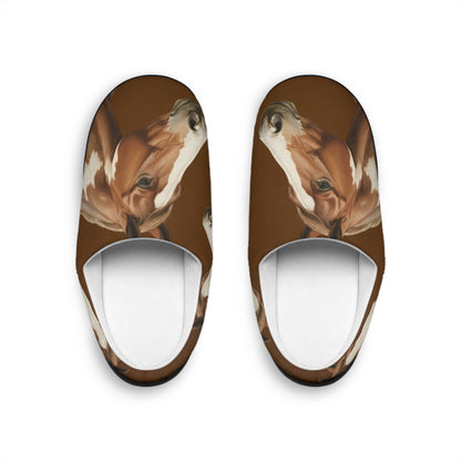Women Paint Horse Slippers Cozy Equestrian