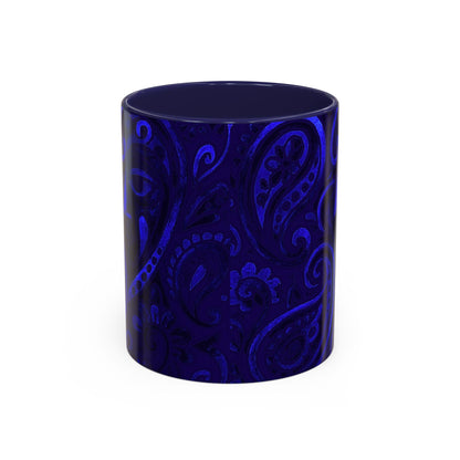 Blue Paisley Face Pattern Mug | Accent Coffee Mug
