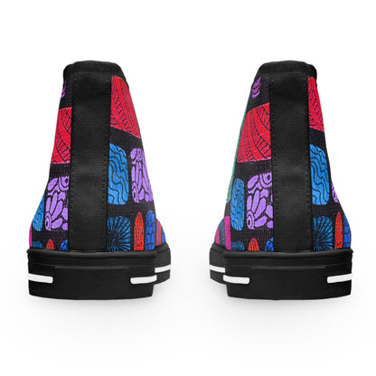 Colorful Brain Pattern High Top Sneakers | Womens High Tops, Psychedelic Grid Design
