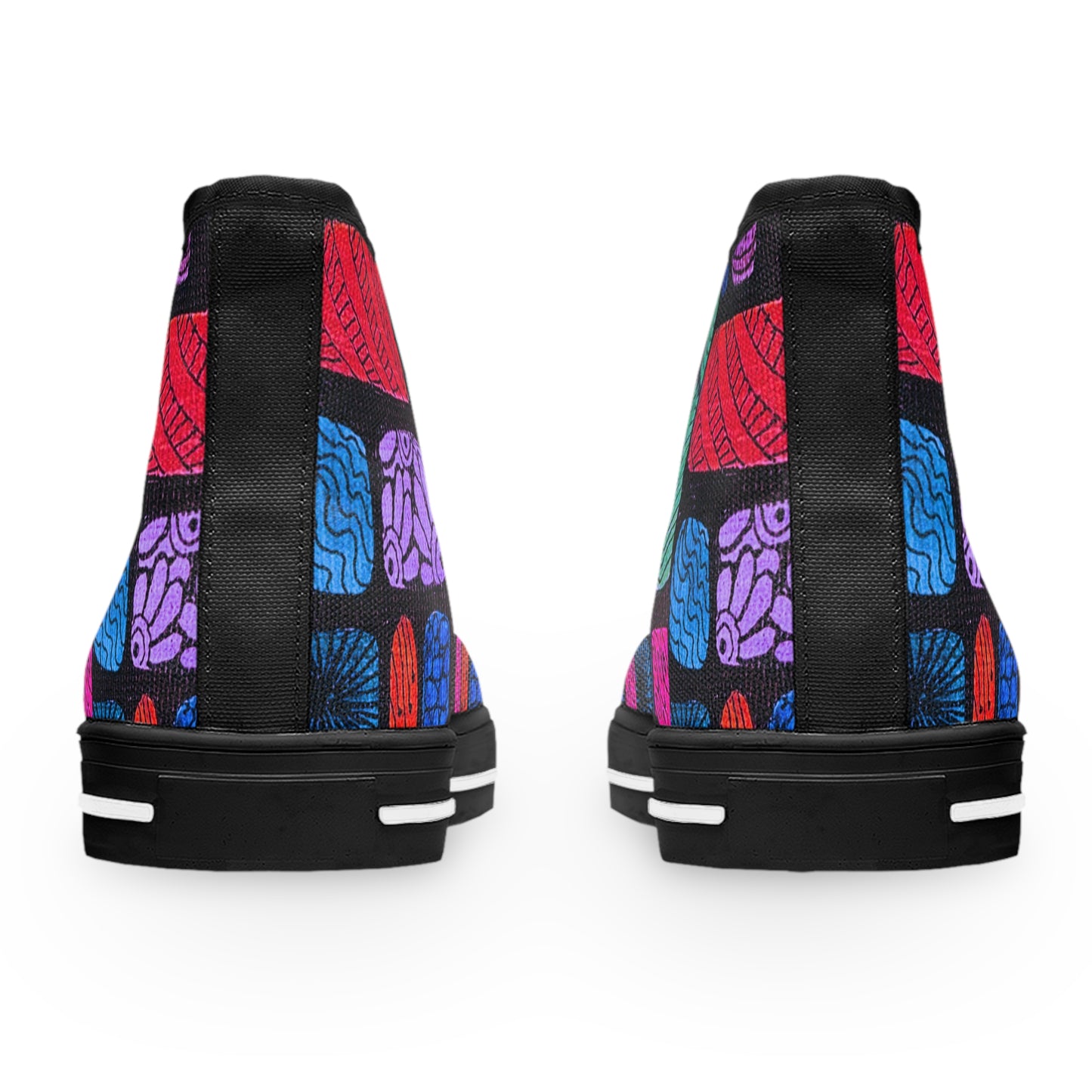 Colorful Brain Pattern High Top Sneakers | Womens High Tops, Psychedelic Grid Design