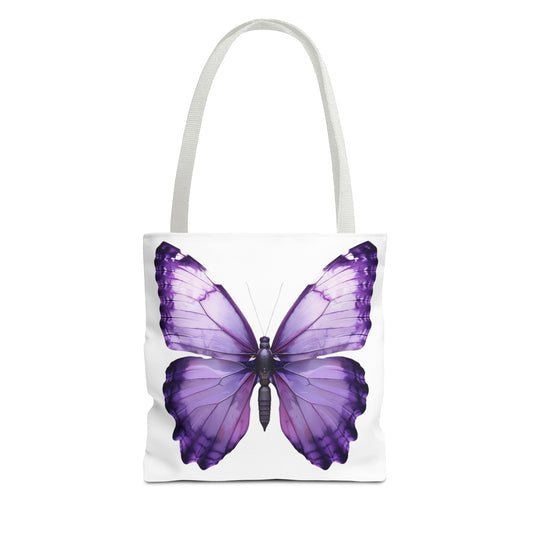 Purple Butterfly Pattern Tote Bag | Floral Insect Print
