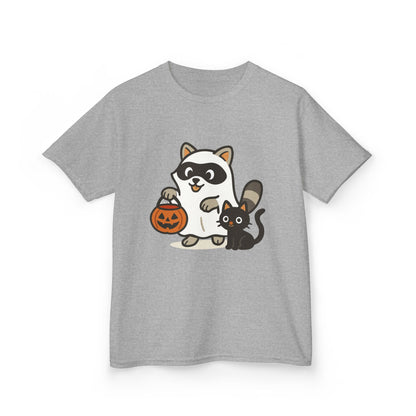 Cute Raccoon  Cat Halloween Shirt  Funny Trick or Treat Tee for Kids & Adults Kids Heavy Cotton™ Tee