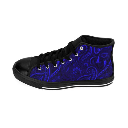 Blue Paisley Sneakers | Elegant Pattern High Top Shoes