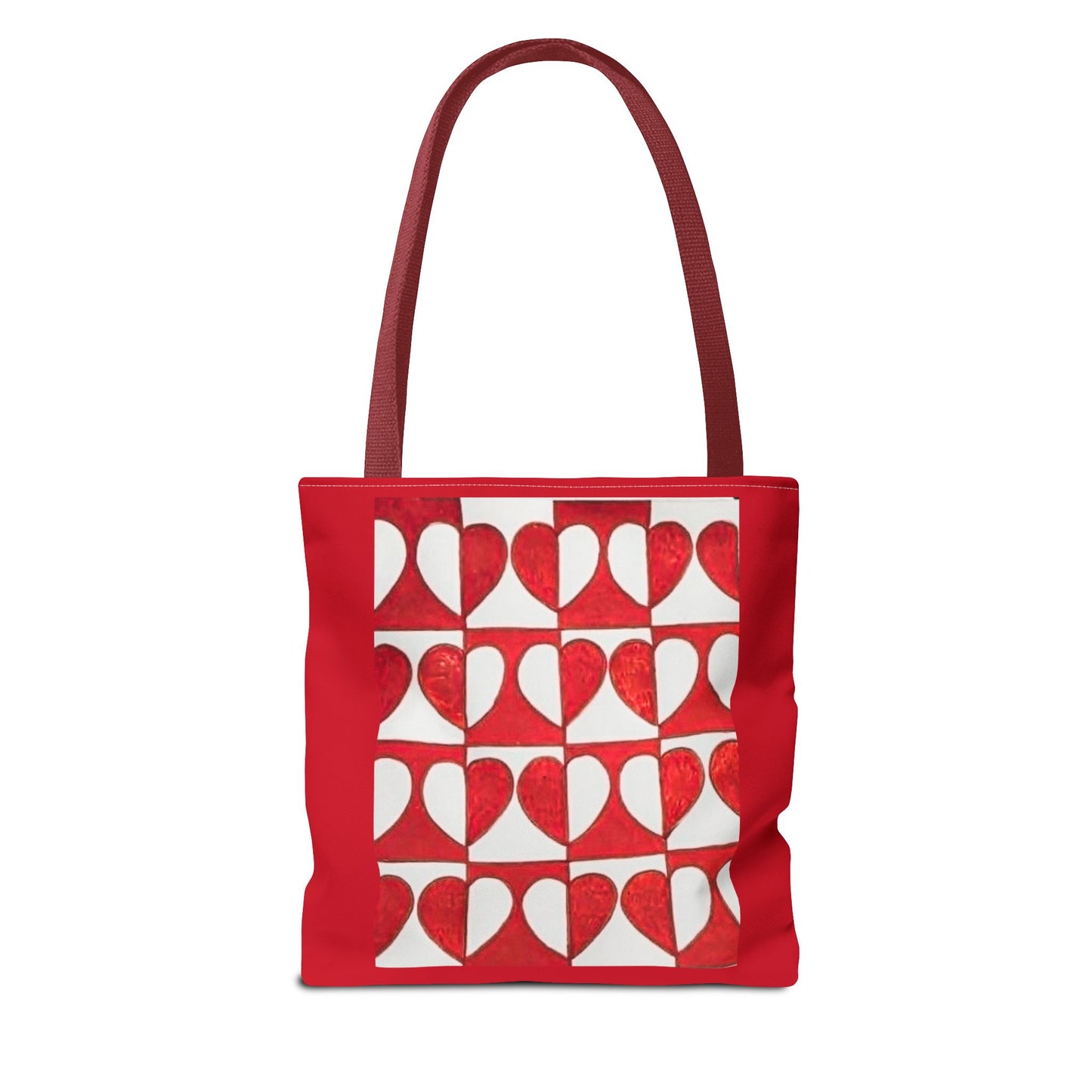 Red Heart Pattern Tote Bag | Repeating Valentine Heart Design