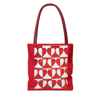 Red Heart Pattern Tote Bag | Repeating Valentine Heart Design