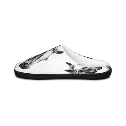 Black and White Horse Slippers Cozy Indoor Equestrian Footwear, Western Ranch Style Gift