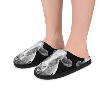 Womens Cozy Cow Print Slippers Size 7 to 11