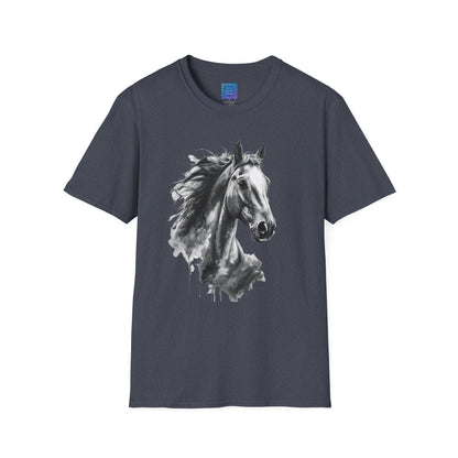 Black and White Horse Graphic T-Shirt Artistic Equestrian Tee