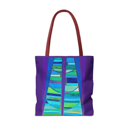 Abstract Blue Green Stained Glass Tote Bag