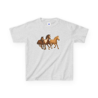 Kids Three Horse T shirt, Western, country, cute, Heavy Tee, fall, gallop, freedom