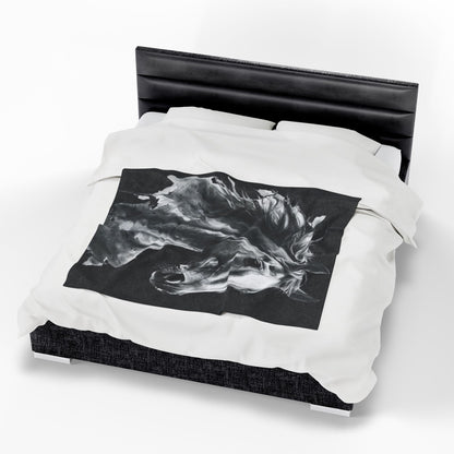 Black Stallion Art Blanket | Luxury Horse Lover Throw