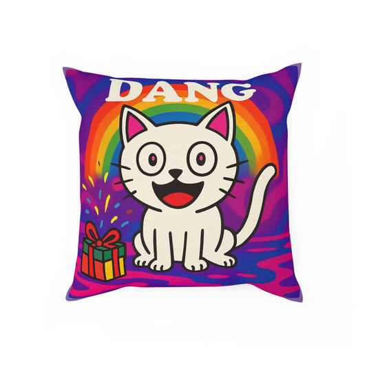 Cushion Pillow, Rainbow White Kitten Decorative Throw Pillow, Bed Cushion, Living Room Pillow, Nursery Decor, Couch Pillow