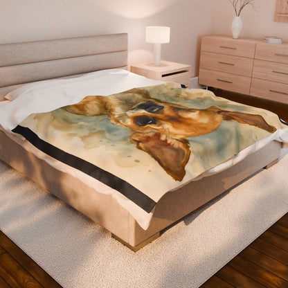 Watercolor Chihuahua Velveteen Blanket | Dog Portrait, Cozy Throw