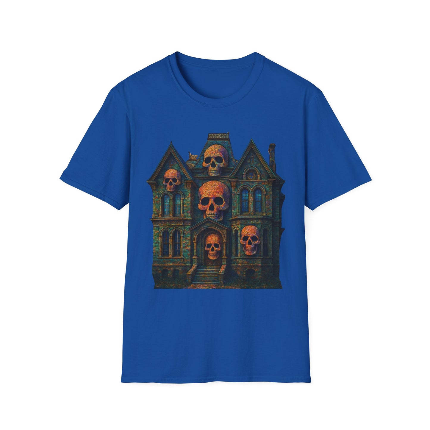 Haunted Skull Mansion T Shirt Gothic Horror House Halloween Tee Unisex Soft style T Shirt
