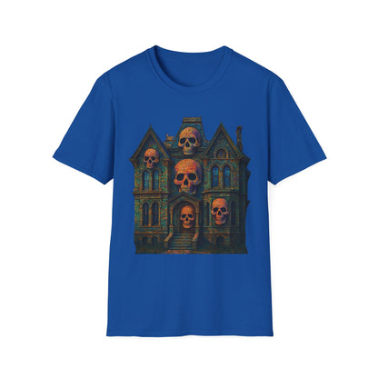 Haunted Skull Mansion T Shirt Gothic Horror House Halloween Tee Unisex Soft style T Shirt