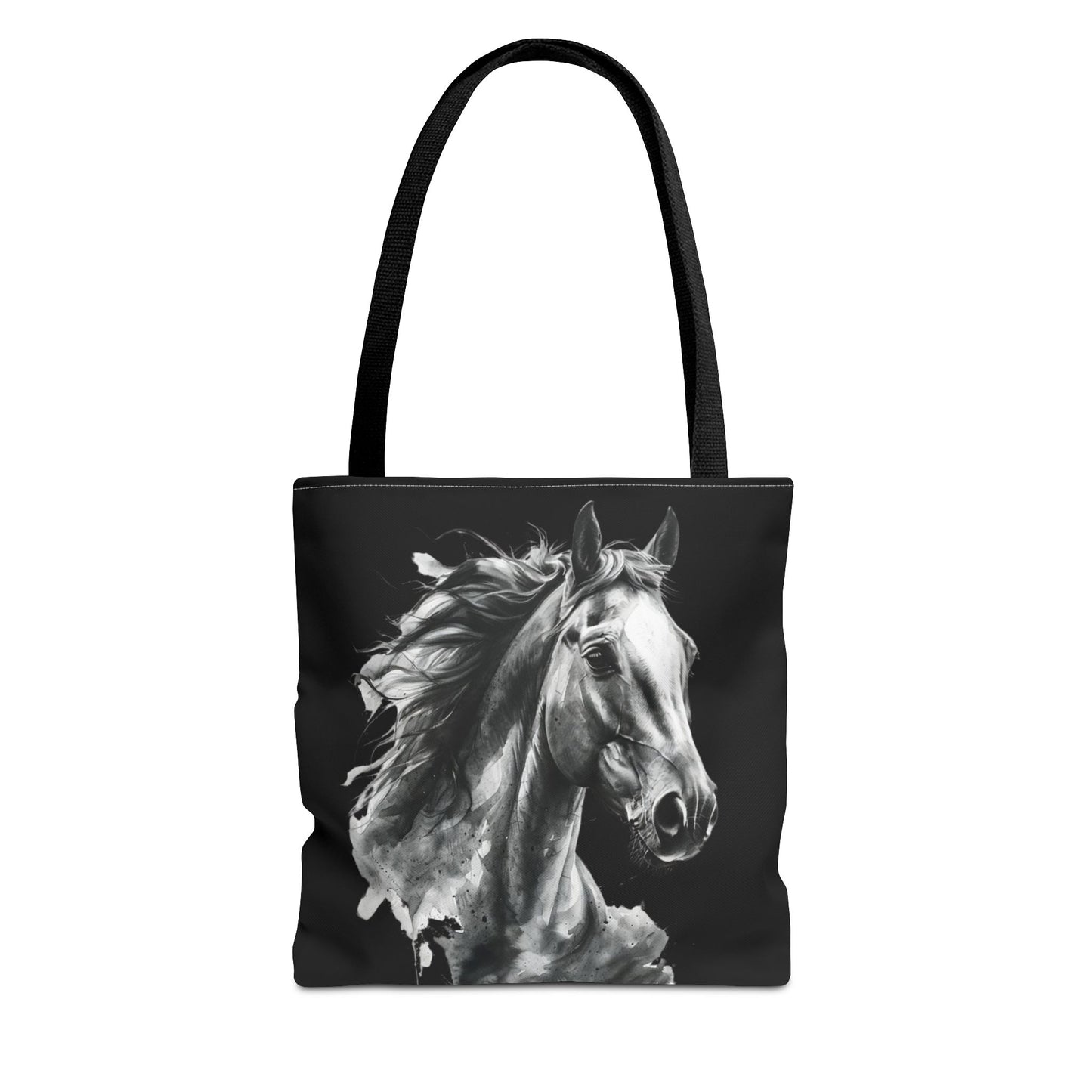 Black Horse Art Tote Bag | Bold Stallion Equestrian Gift