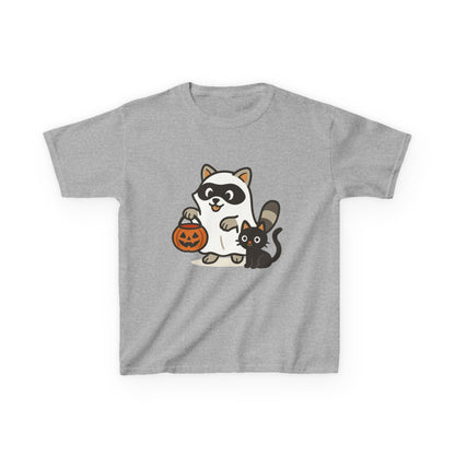 Cute Raccoon  Cat Halloween Shirt  Funny Trick or Treat Tee for Kids & Adults Kids Heavy Cotton™ Tee
