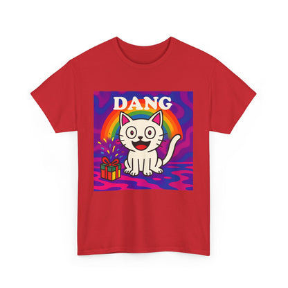 Funny Cat Rainbow T-Shirt Cute Cartoon Kitty Graphic Tee Gift
