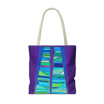 Abstract Blue Green Stained Glass Tote Bag