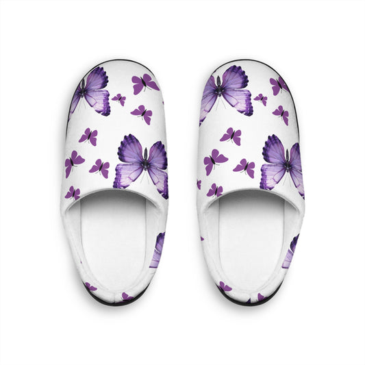 Purple Butterfly Pattern Women's Indoor Slippers | Floral Home Shoe
