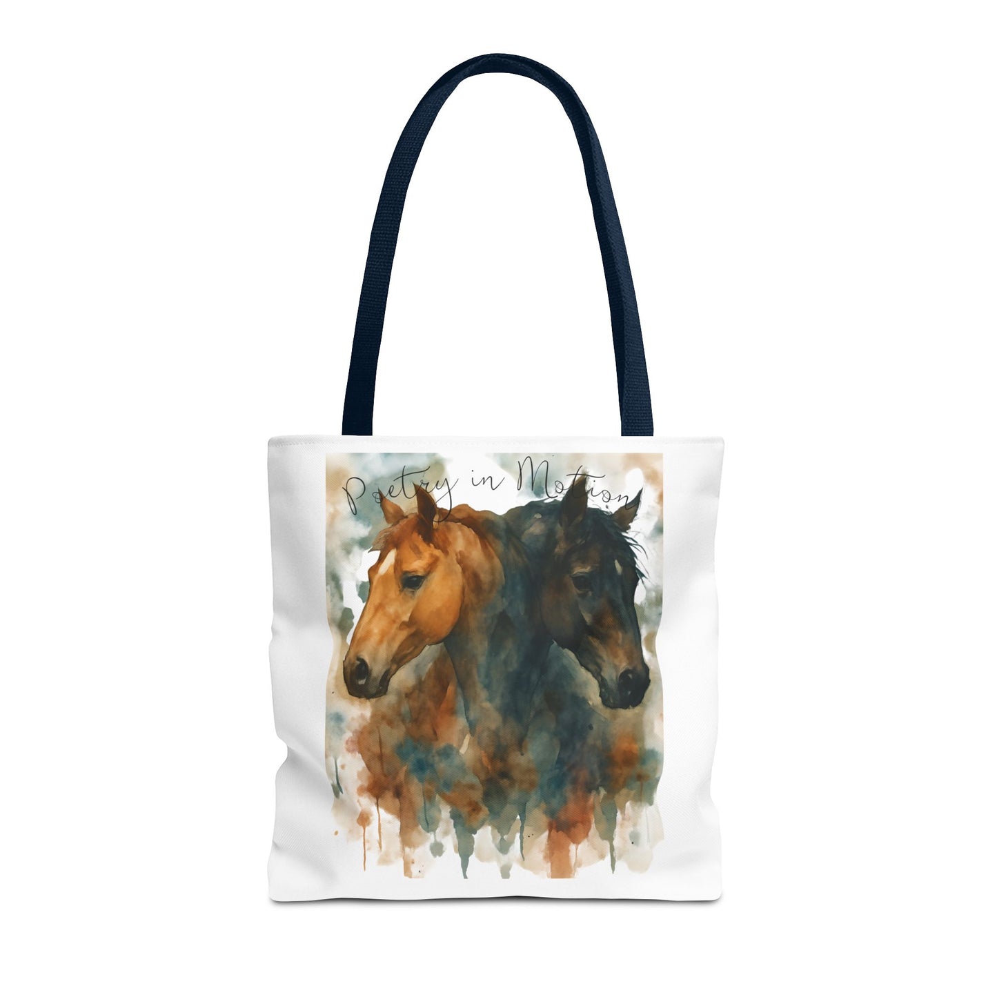 Horse Art Tote Bag, Watercolor Horses, Pretty in Motion
