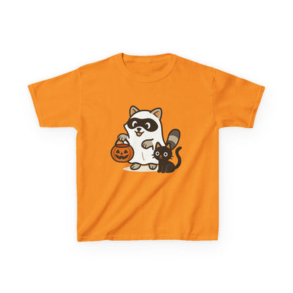 Cute Raccoon  Cat Halloween Shirt  Funny Trick or Treat Tee for Kids & Adults Kids Heavy Cotton™ Tee