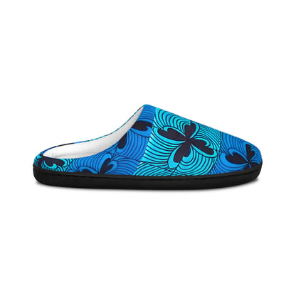 Blue Tropical Hibiscus Pattern Slippers | Indoor Cozy Home Shoes