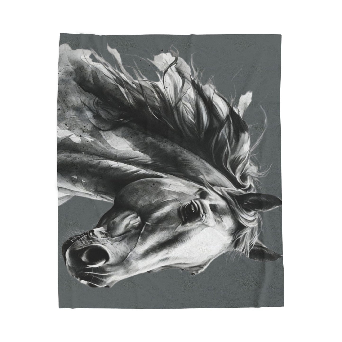 Black Stallion Art Blanket | Luxury Horse Lover Throw