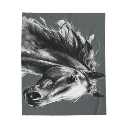 Black Stallion Art Blanket | Luxury Horse Lover Throw