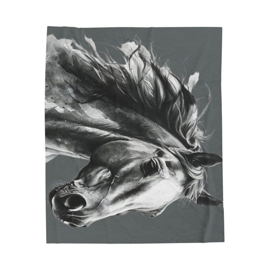Black Stallion Art Blanket | Luxury Horse Lover Throw