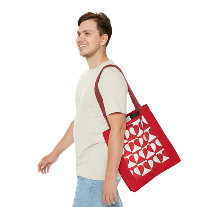 Red Heart Pattern Tote Bag | Repeating Valentine Heart Design