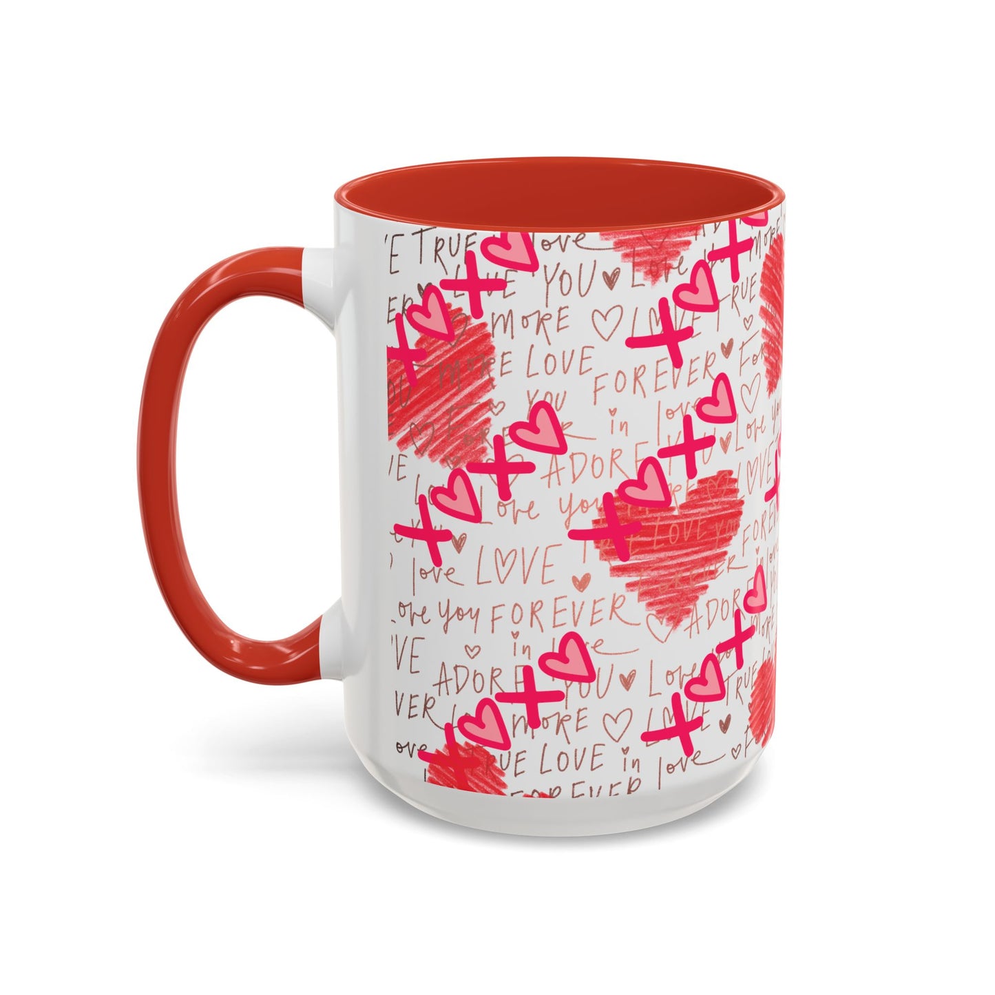 Red Scribble Heart Coffee Mug | Valentine Love Pattern Mug