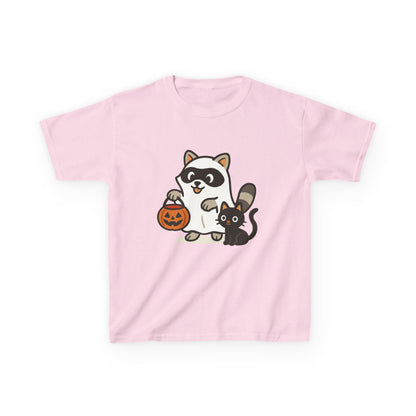 Cute Raccoon  Cat Halloween Shirt  Funny Trick or Treat Tee for Kids & Adults Kids Heavy Cotton™ Tee