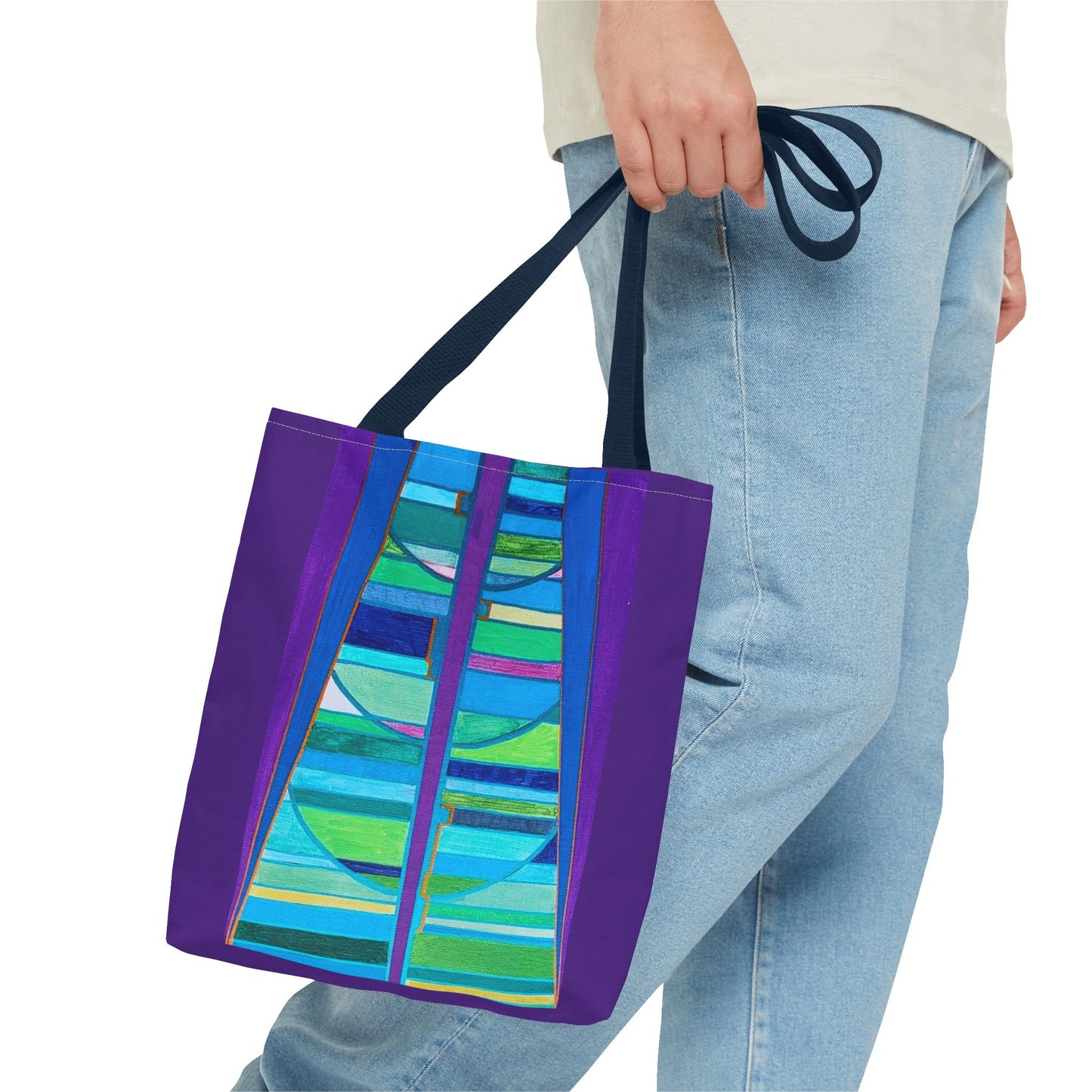 Abstract Blue Green Stained Glass Tote Bag