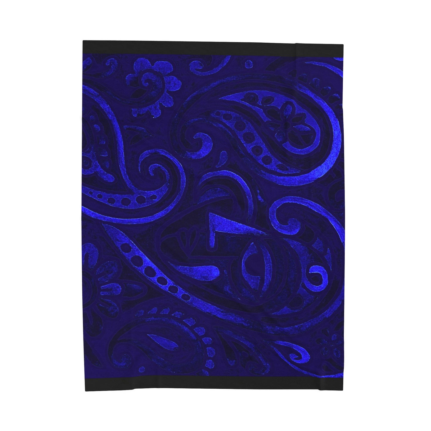 Blue Paisley Pattern Velveteen Plush Blanket | Navy Swirl Home Throw