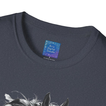 Black and White Horse Graphic T-Shirt Artistic Equestrian Tee