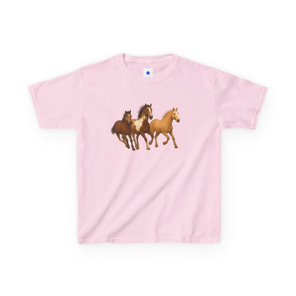 Kids Three Horse T shirt, Western, country, cute, Heavy Tee, fall, gallop, freedom