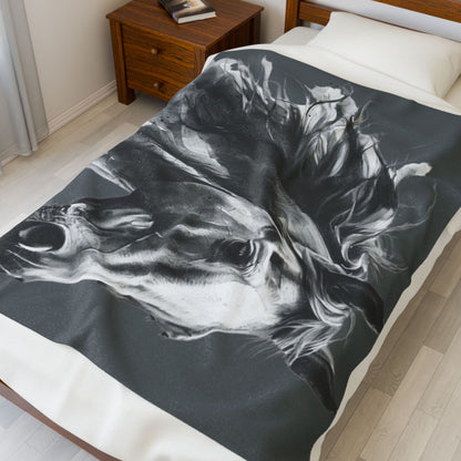 Black Stallion Art Blanket | Luxury Horse Lover Throw