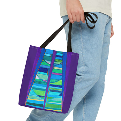 Abstract Blue Green Stained Glass Tote Bag