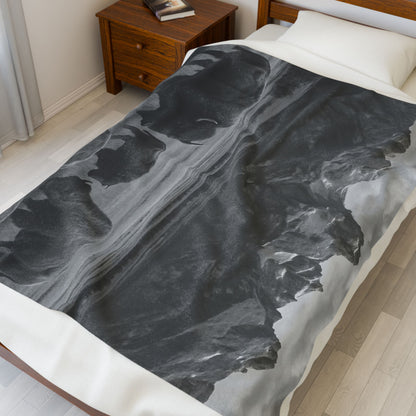 Bison Herd Mountain Landscape Blanket | Velveteen Plush Blanket