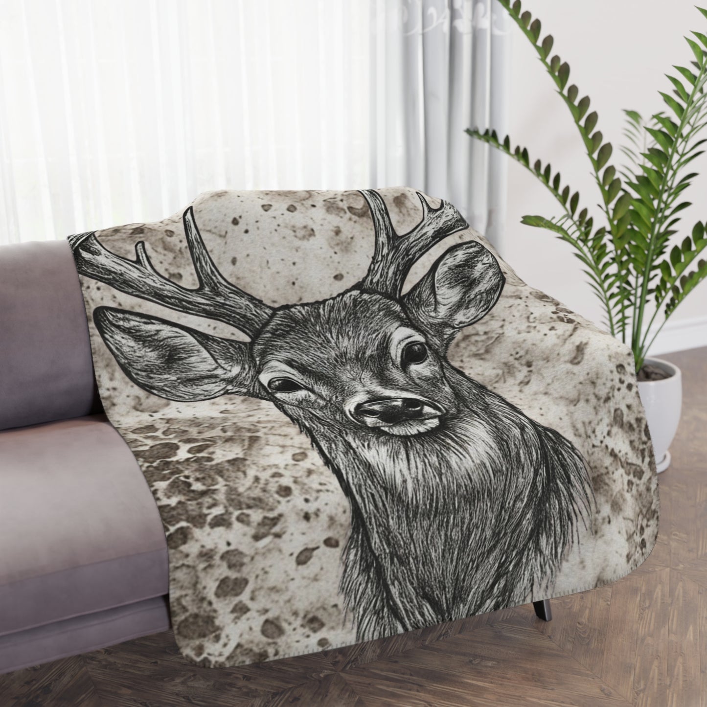 Rustic Deer Blanket Cozy Cabin Throw