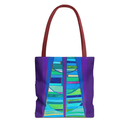 Abstract Blue Green Stained Glass Tote Bag