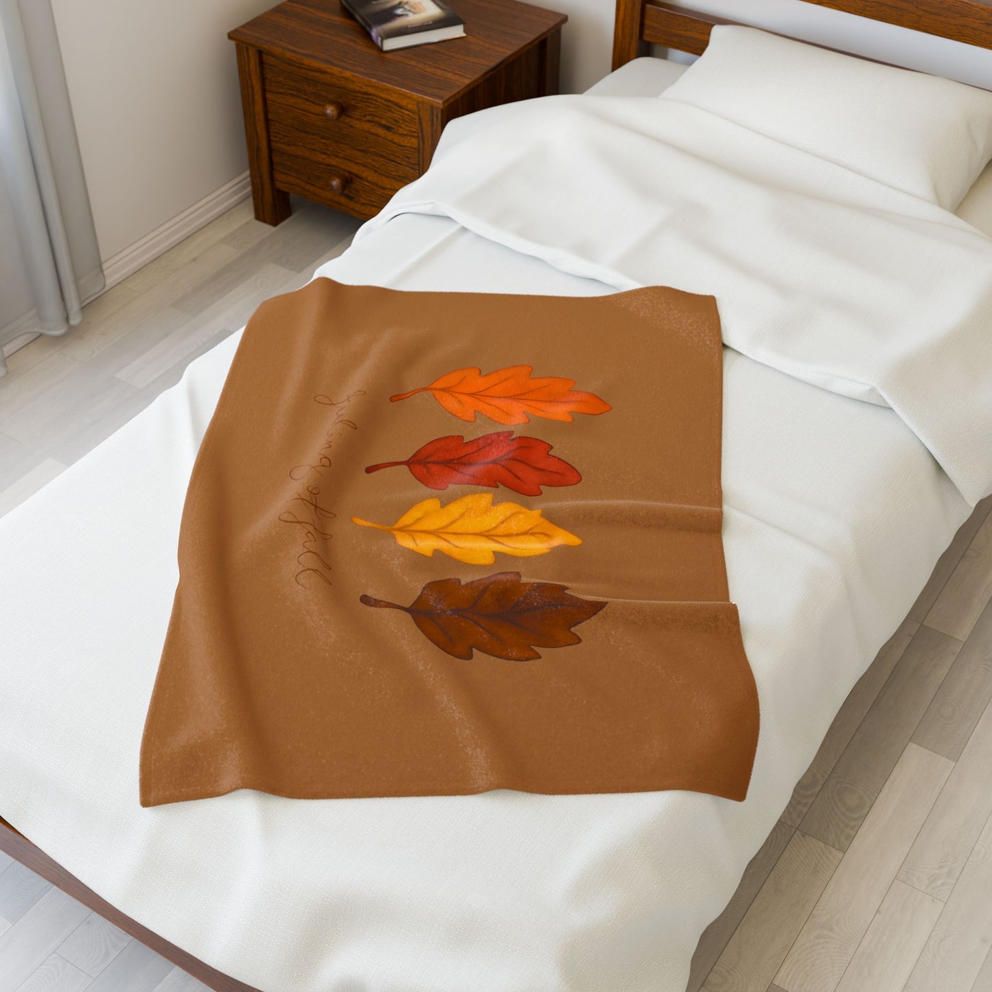 Feeling of Fall Blanket with Autumn Leaves, Cozy Fall Throw Blanket, Seasonal Fall Decor Bedding, Warm Autumn Home Blanket Gift