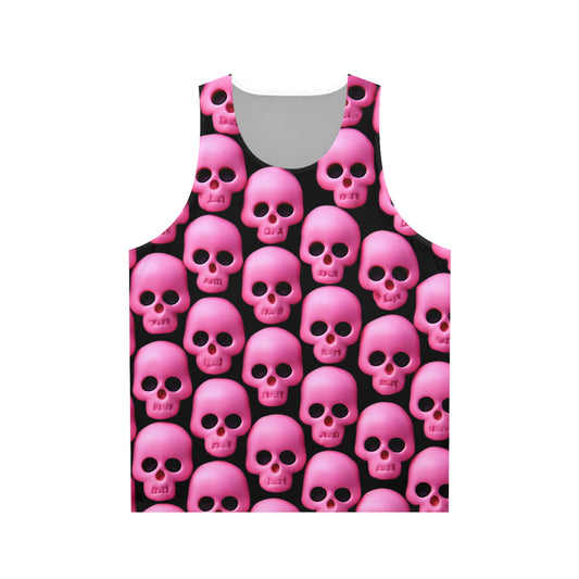 Pink Skull Tank Top Unisex Halloween Skull Shirt Gothic Aesthetic Sleeveless T Unisex Tank Top Tee men women teen