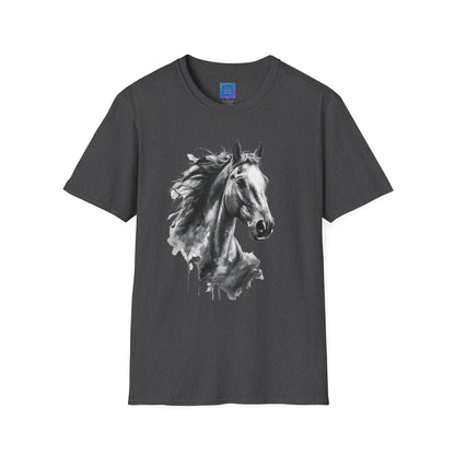 Black and White Horse Graphic T-Shirt Artistic Equestrian Tee