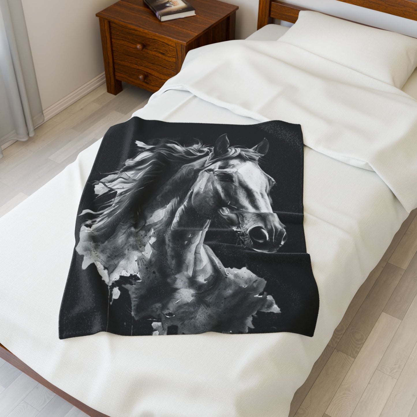 Black Stallion Art Blanket | Luxury Horse Lover Throw