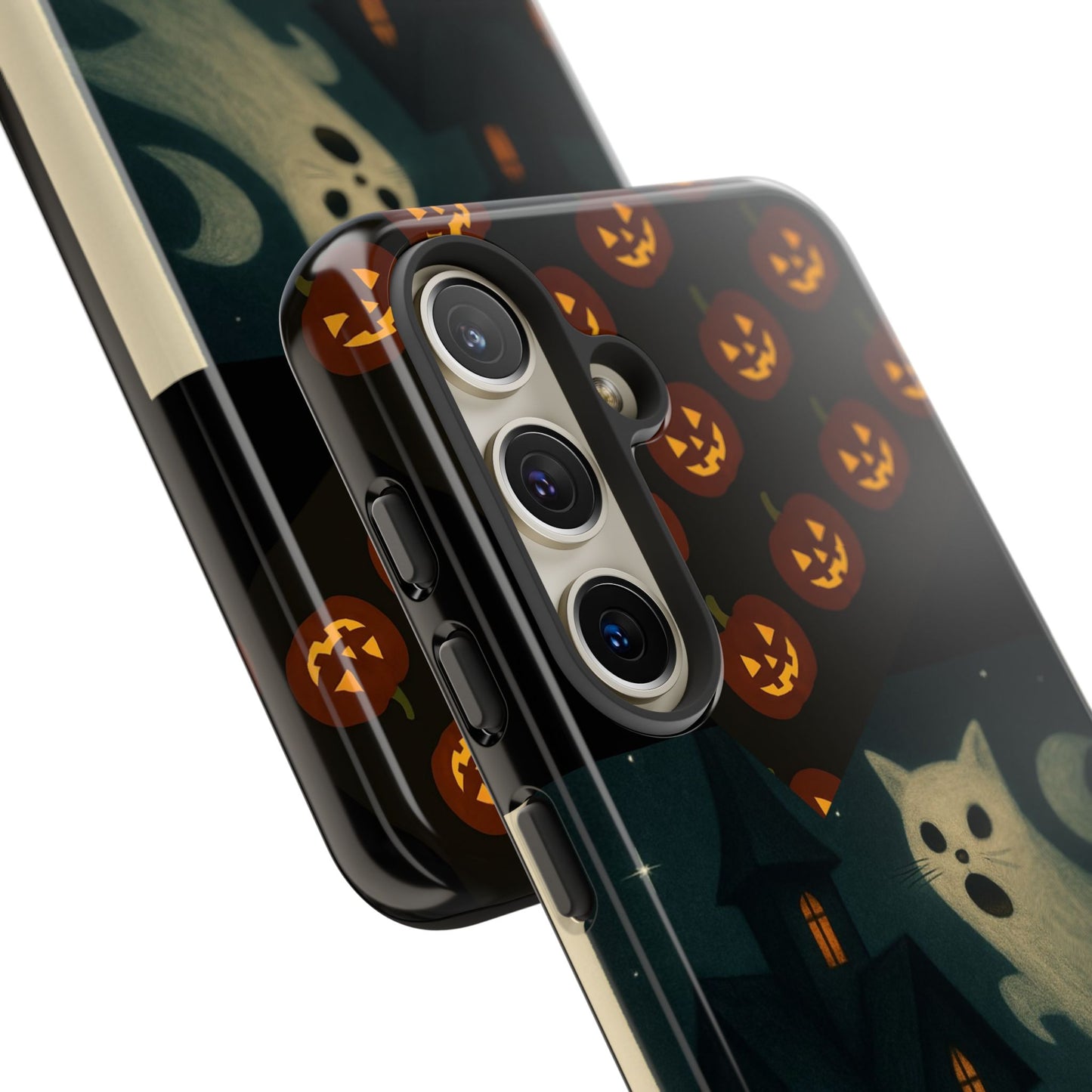 Phone Case, Halloween Haunted House Cat Ghost  iPhone 16, 15, 14, Pixel 8, 6 Samsung Galaxy 25, 24, 23