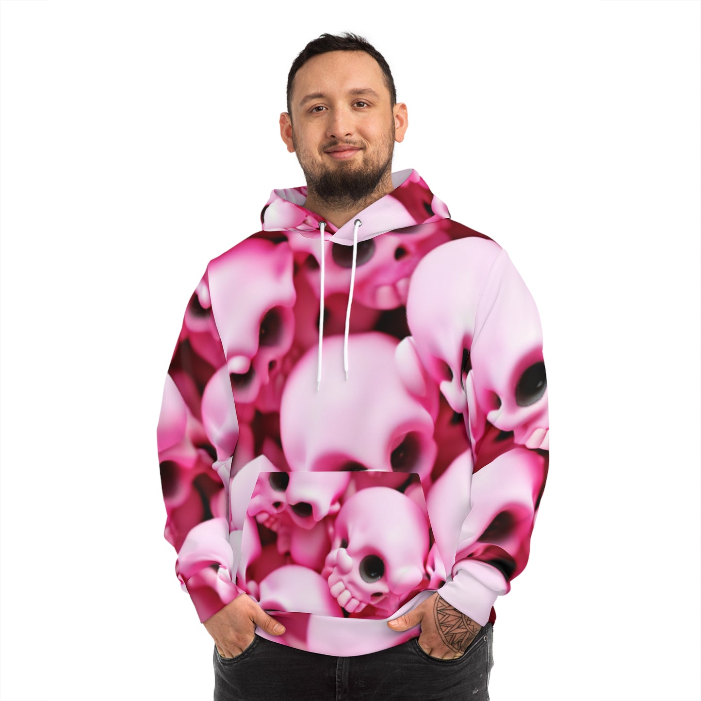 Bold Neon Pink Skull Hoodie  Electric Gothic Streetwear for Men & Women  Statement Halloween Fashion Fashion Hoodie (AOP)